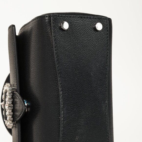 Jimmy Choo Cheri Black Soft Grainy Leather Crystal-Buckle Top Handle Bag - Picture 5 of 14